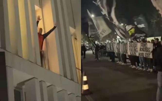  都體：尤文球迷來到酒店外支持新主帥，圖多爾向球迷們揮手致意
